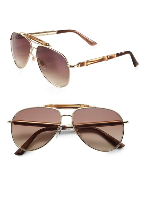 gucci aviator bamboo sunglasses|Gucci foldable aviator sunglasses.